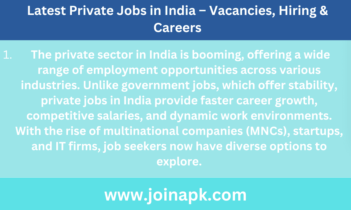Private Jobs in India