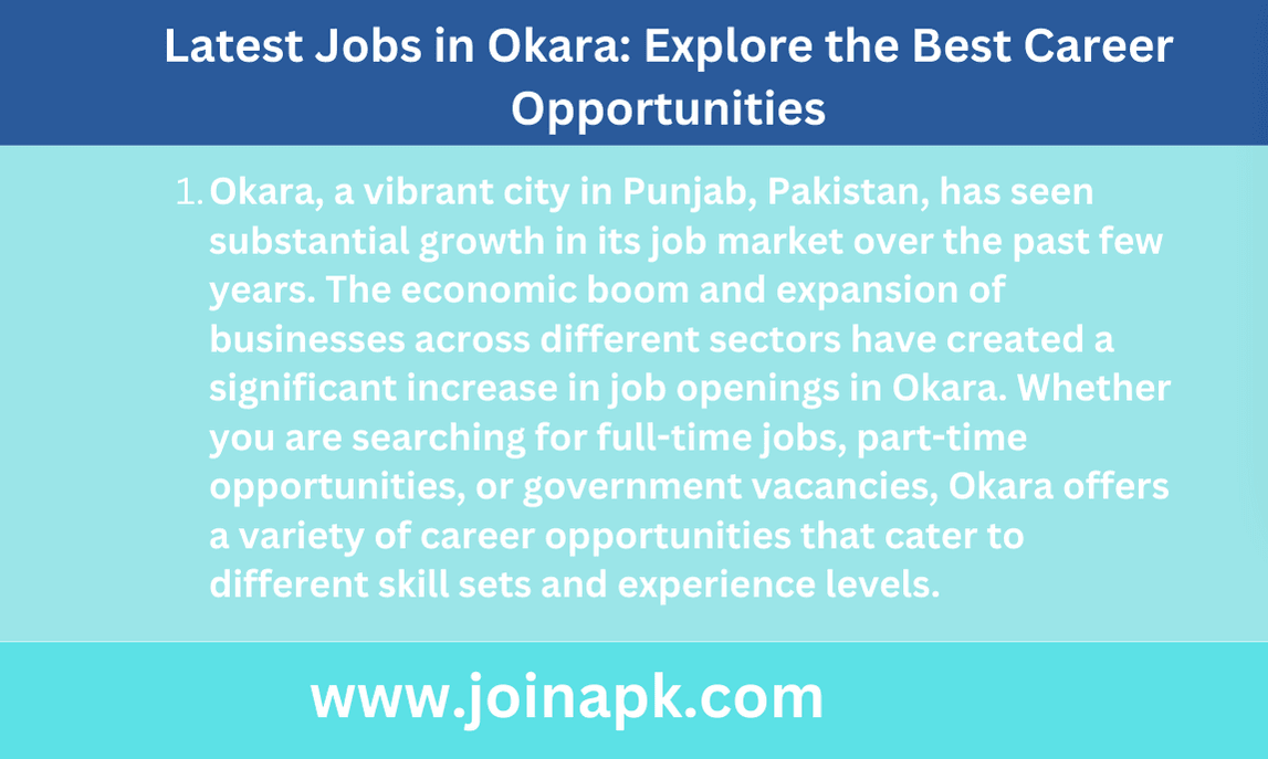 Latest Jobs in Okara