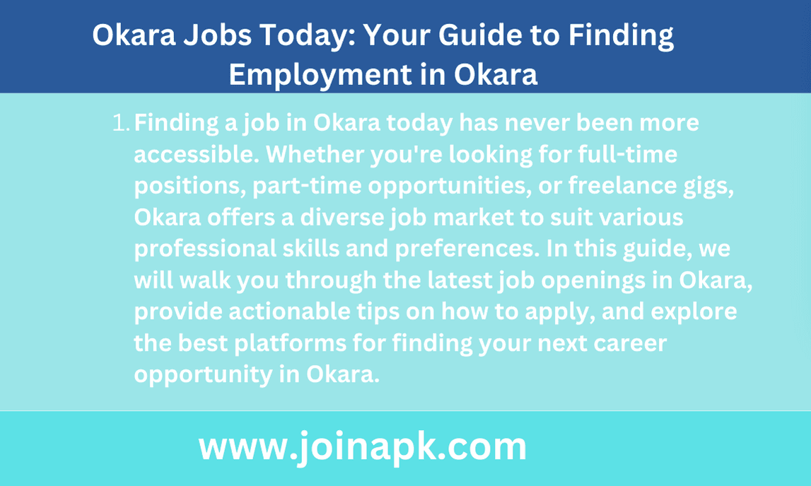 Okara Jobs Today