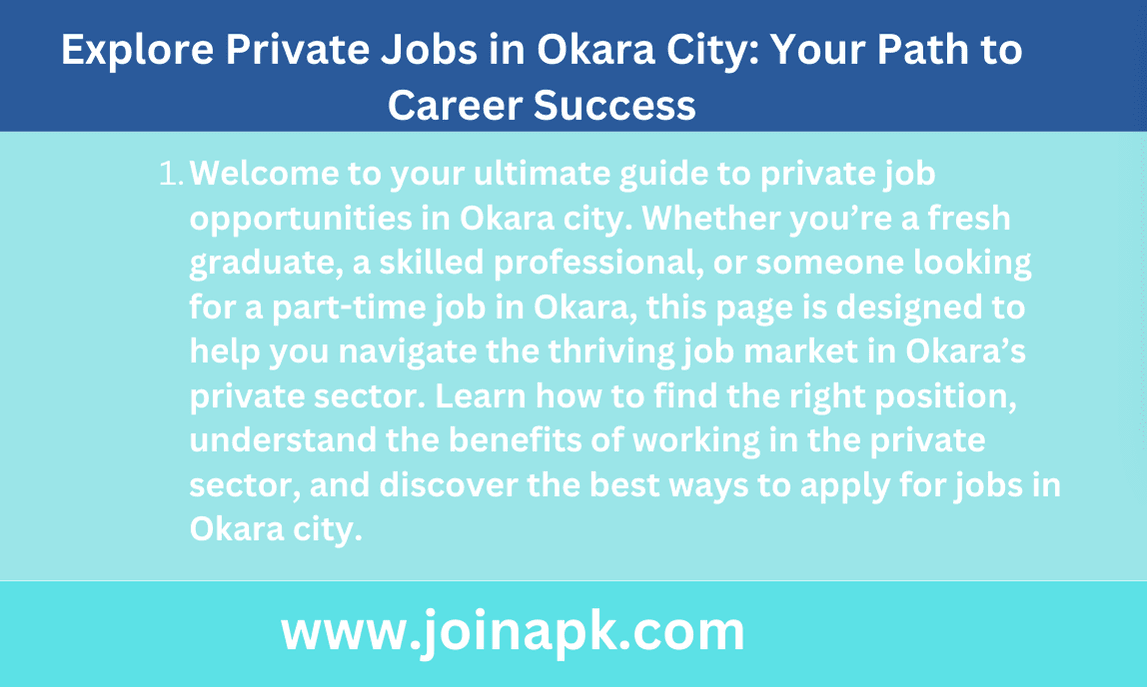 Private Jobs in Okara City