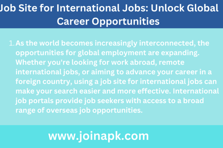 Job Site for International Jobs