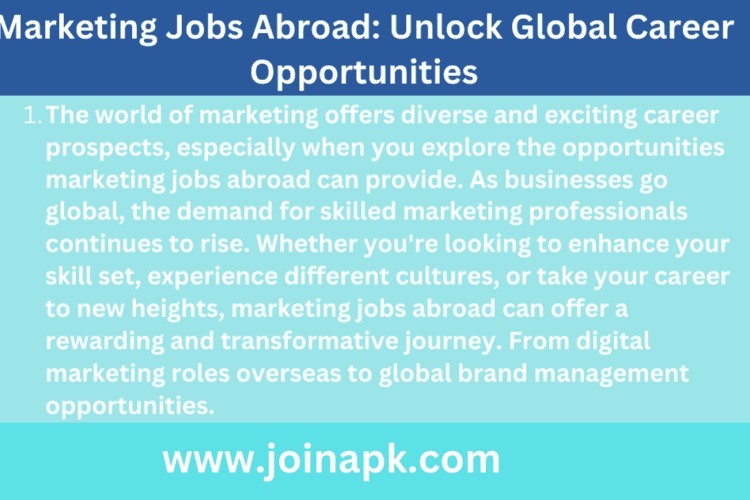 Marketing Jobs Abroad