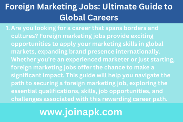 Foreign Marketing Jobs