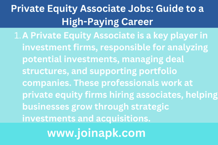 Private Equity Associate Jobs