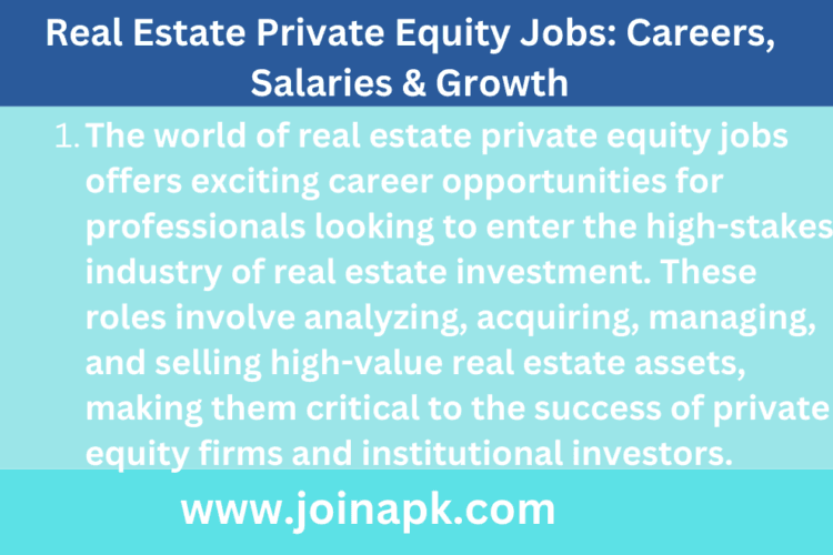 Real Estate Private Equity Jobs