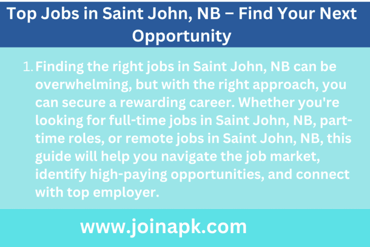 Jobs in Saint John, NB