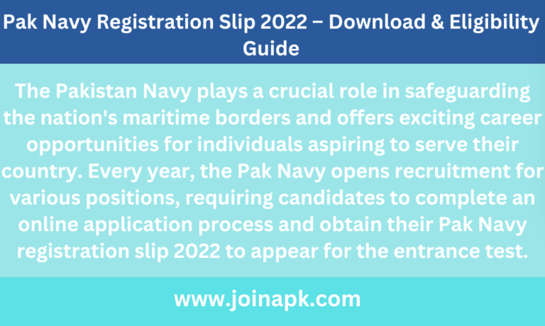 Pak Navy Registration Slip 2022