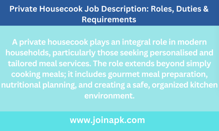 private housecook job description